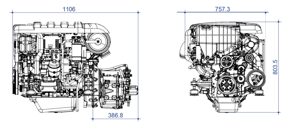 LVM ML 704 sisämoottorin mittakuvat